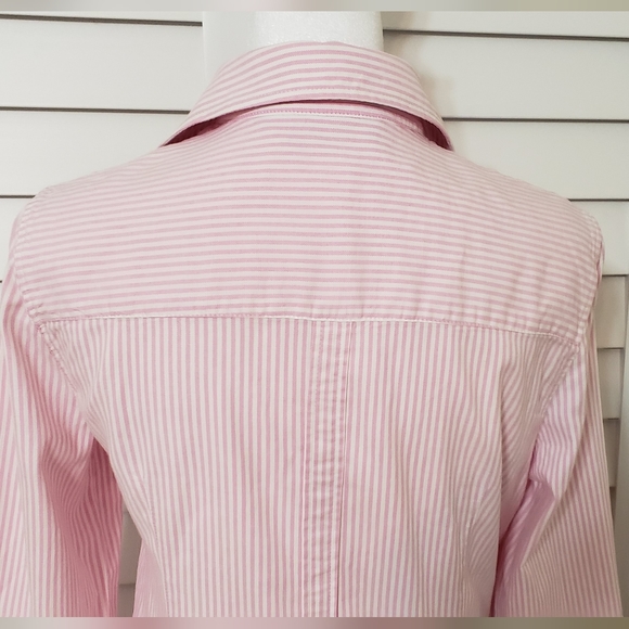 Zara Women's Long Sleeve Striped Button Down Shirt Pink and White Size S - Picture 6 of 16